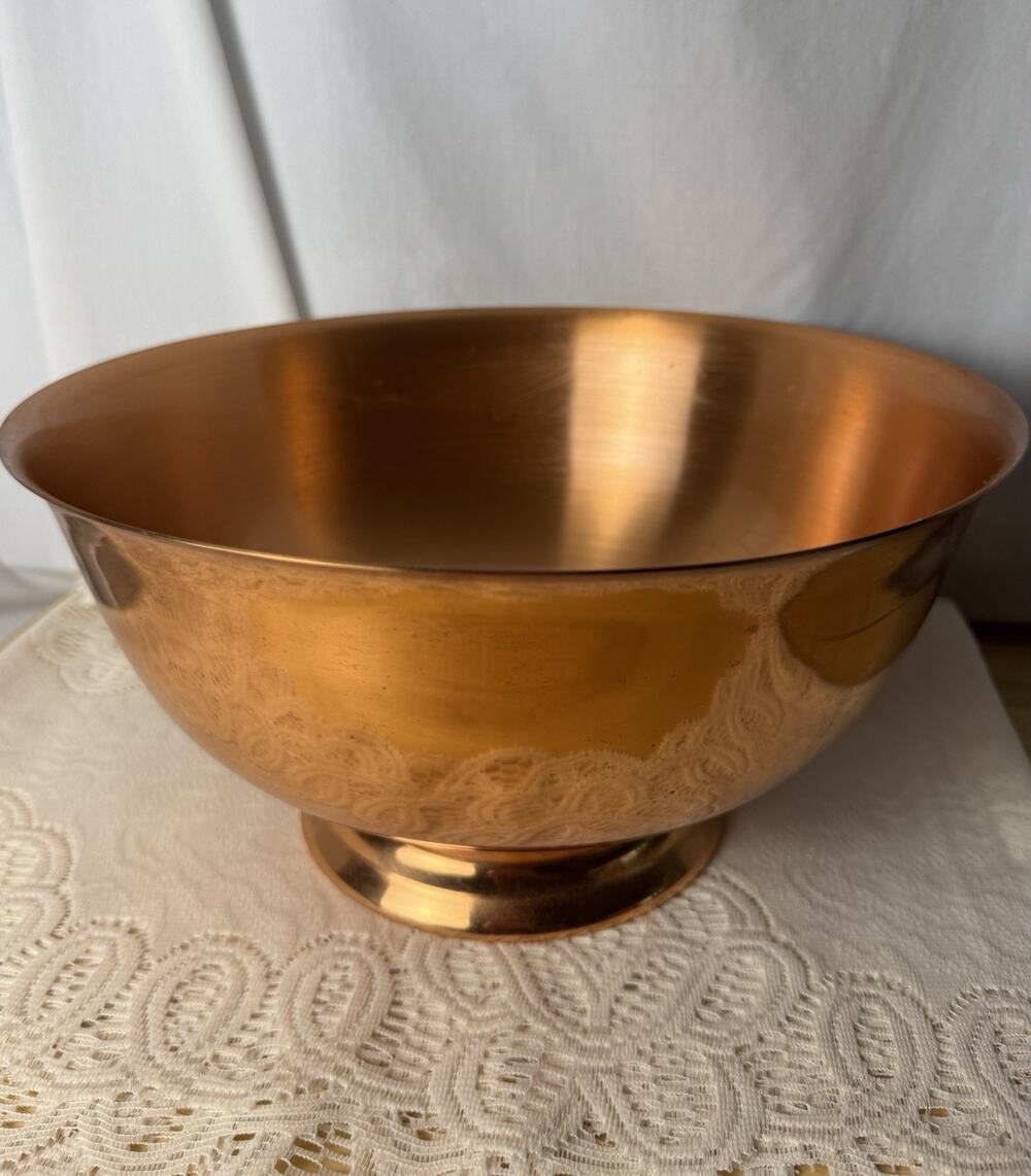 Vintage Coppercraft Guild 12" Copper Pedestal Punch Fruit Bowl MCM Decor